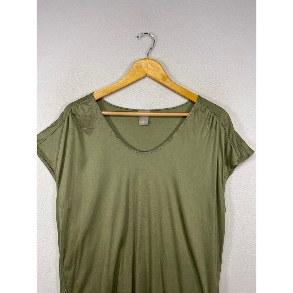 Minimalist Chicos Womens XL 3 Olive Green 100% Modal V-Neck Short Sleeve Top - Picture 6 of 10